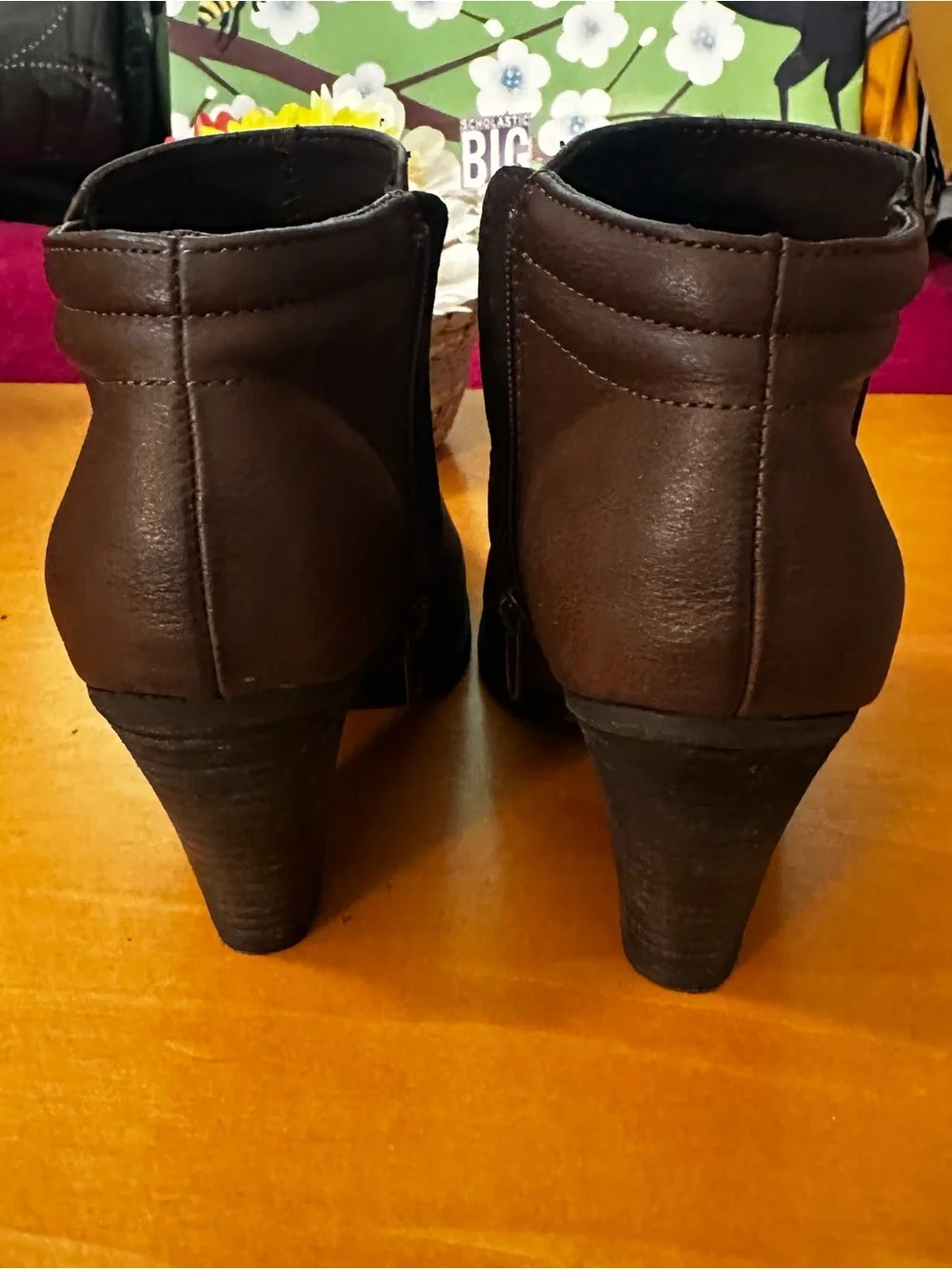Classic Brown Women’s Ankle Booties - Sleek Side Zip Design
